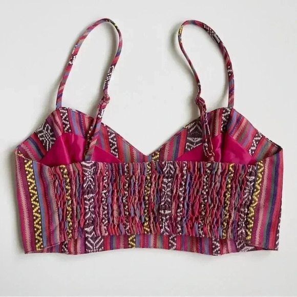 Show Me Your Mumu Tai Bandeau Crop Top Size Small Piñata Pink Textile Festival - Picture 7 of 10